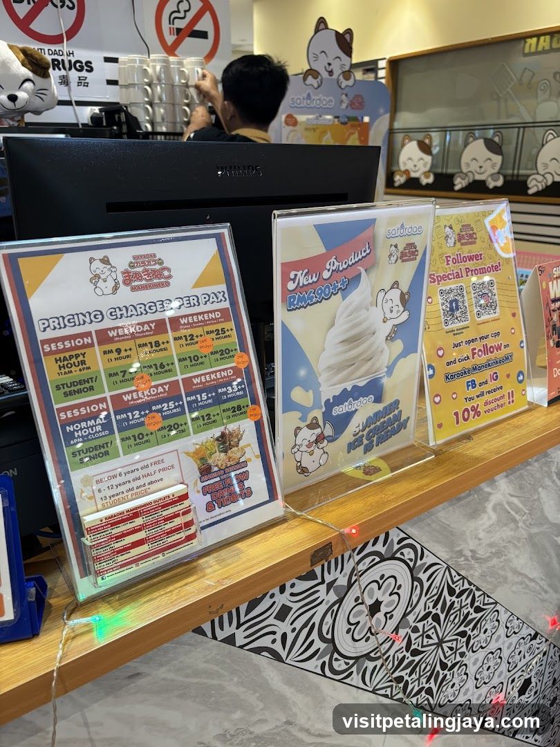 Promotional displays at a counter