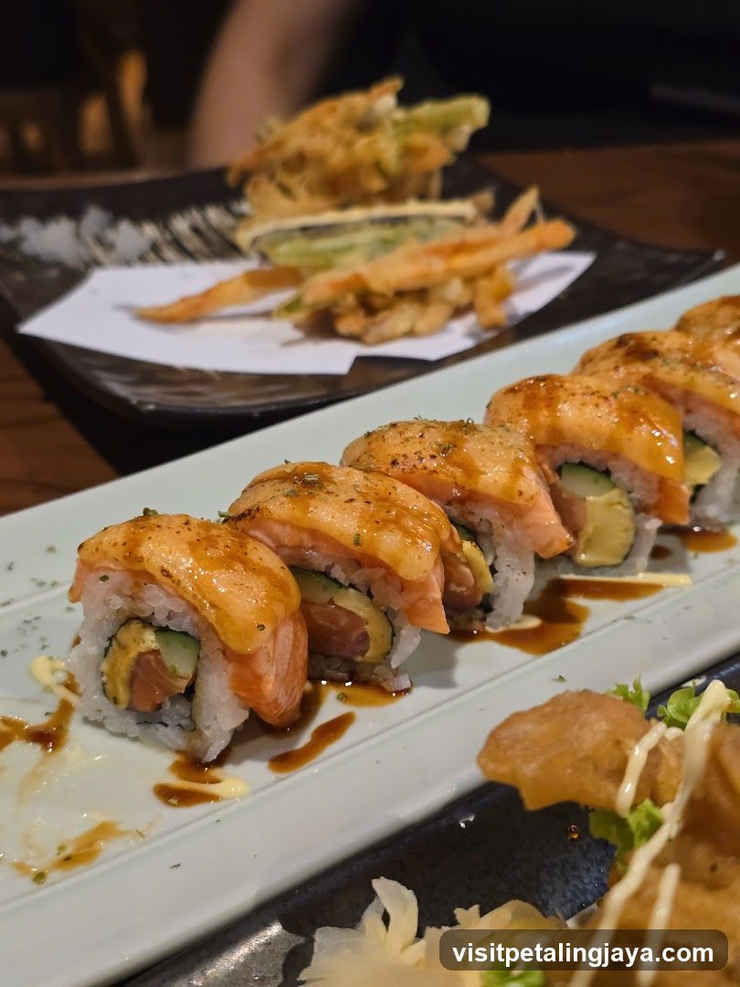 Salmon Sushi Rolls and Tempura