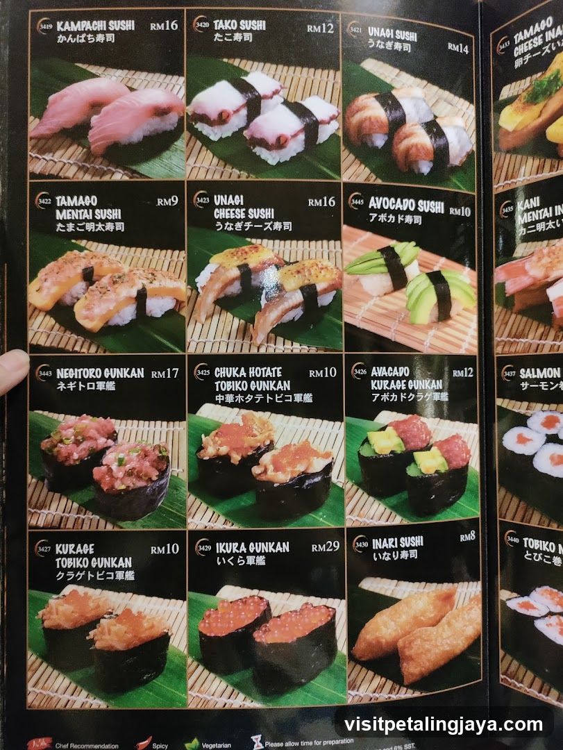 Sushi Menu