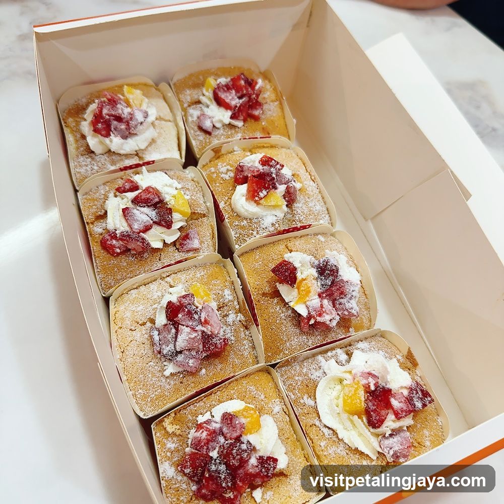 Box of Mini Cakes with Fruit and Cream