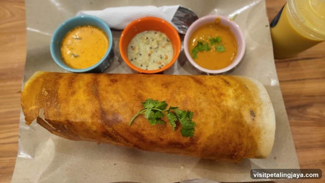 Dosa with Chutneys and Drink