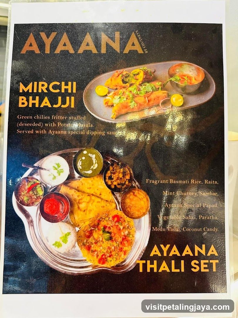 AYAANA Menu