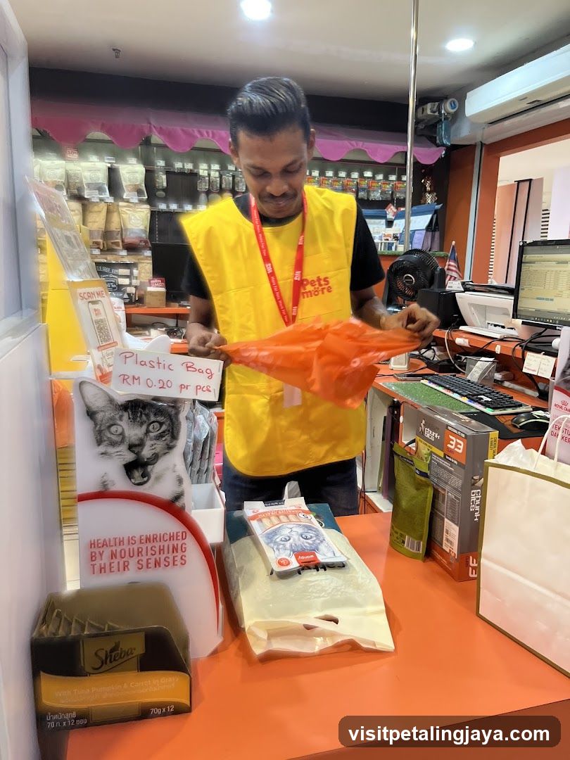Pet Store Employee with Shopping Bags