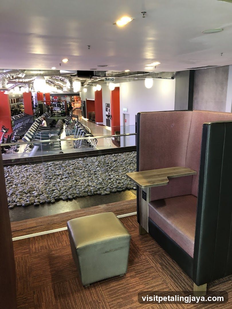 Gym interior with seating area