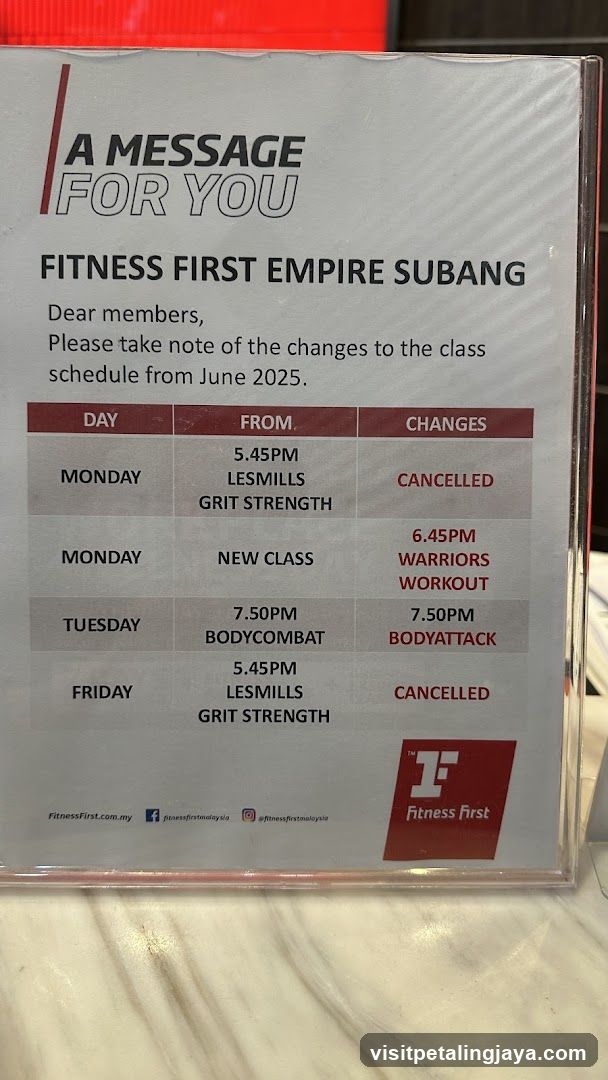Fitness First Class Schedule Update