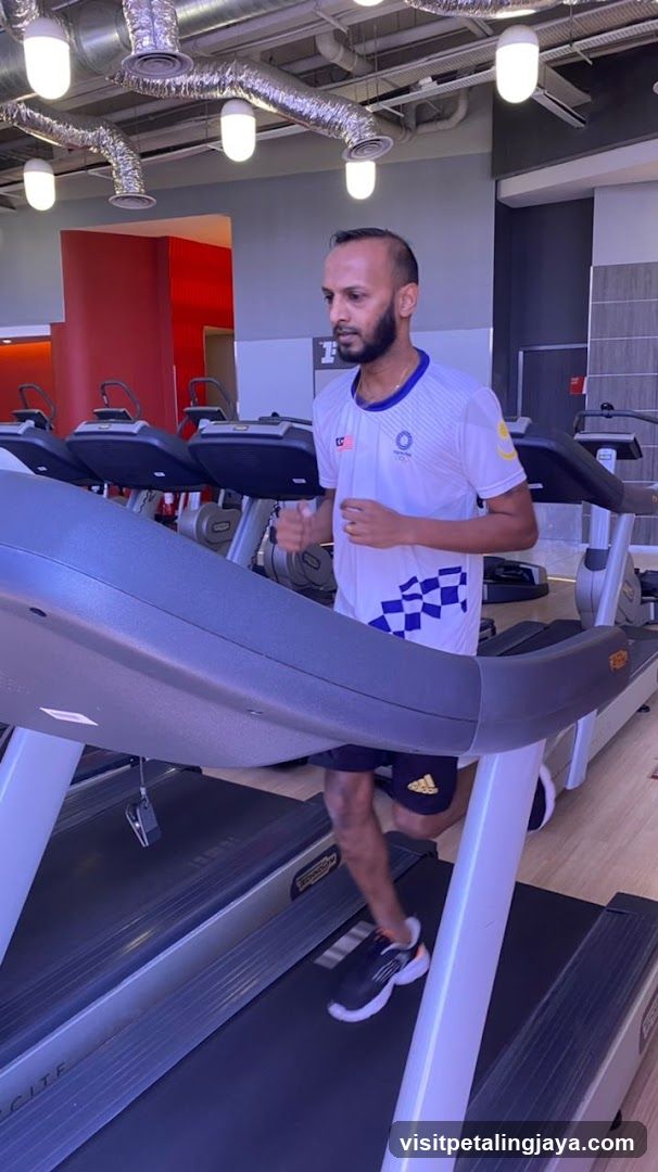 Man running on a treadmill