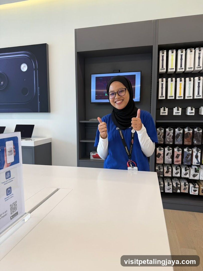 Store employee giving thumbs up