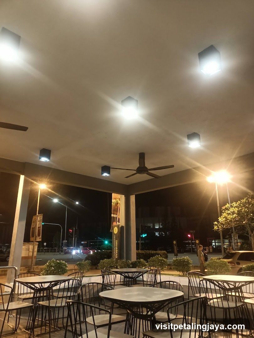 Outdoor Seating Area at Night