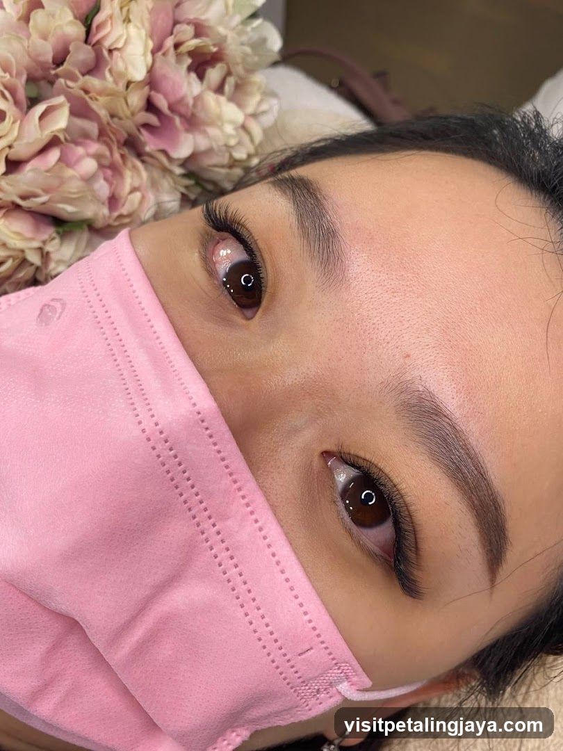 Close-up of a woman with eyelash extensions