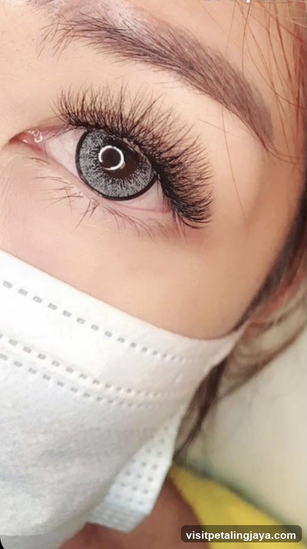 Close-up of Eye with Eyelash Extensions