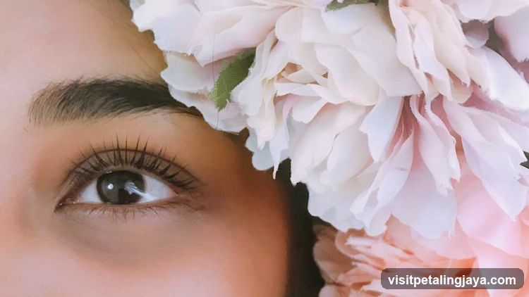 Close-up of Eye with Floral Headpiece