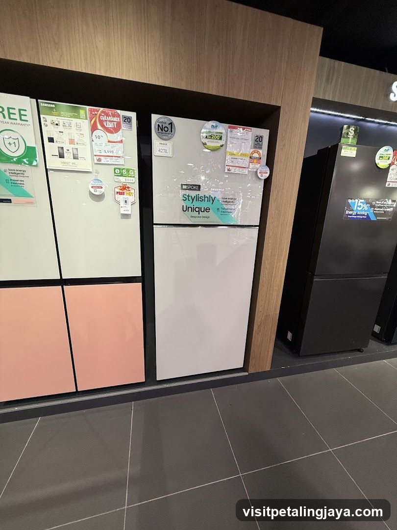 Refrigerators on display