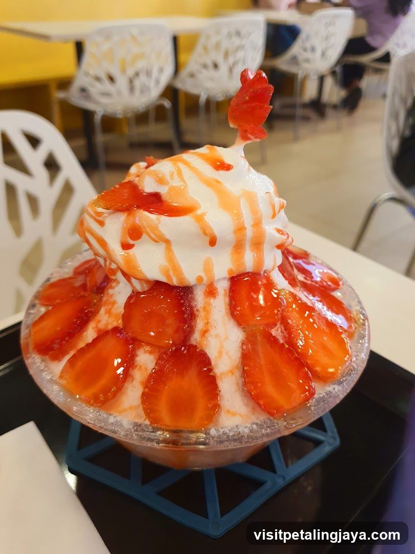 Strawberry shaved ice dessert