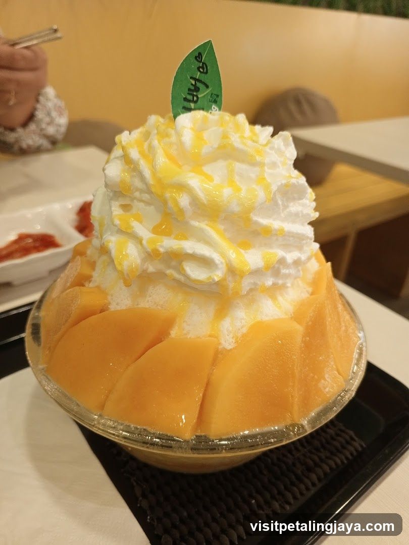 Mango shaved ice dessert