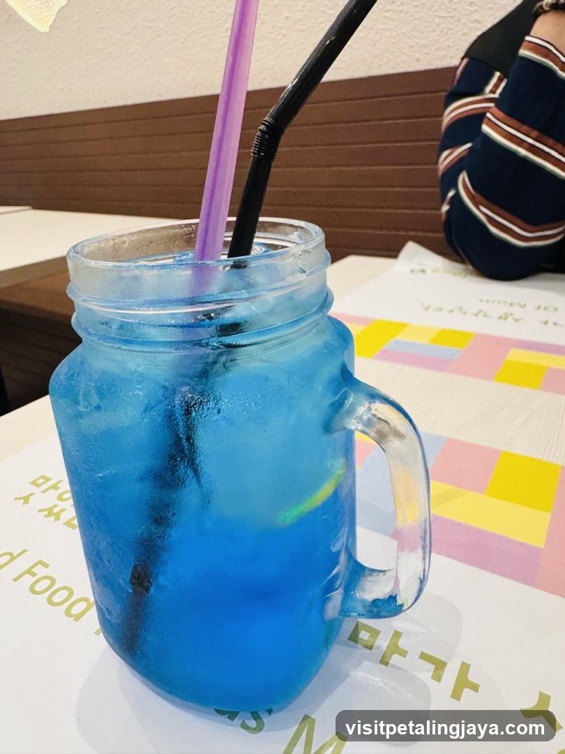 Blue Drink with Straws