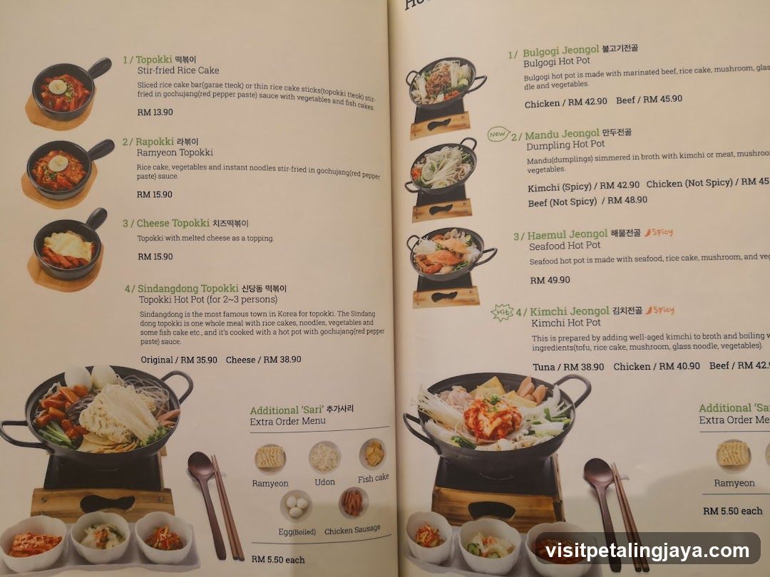Korean Food Menu