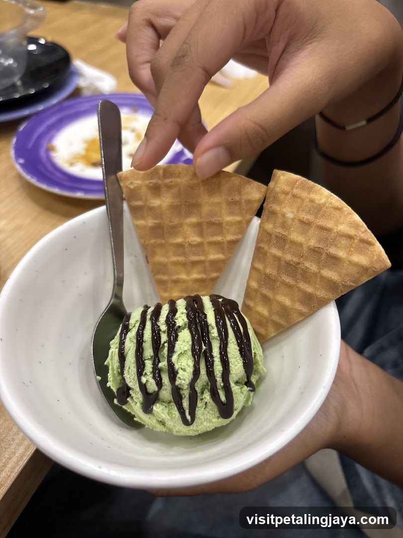 Green Tea Ice Cream with Waffle Cones