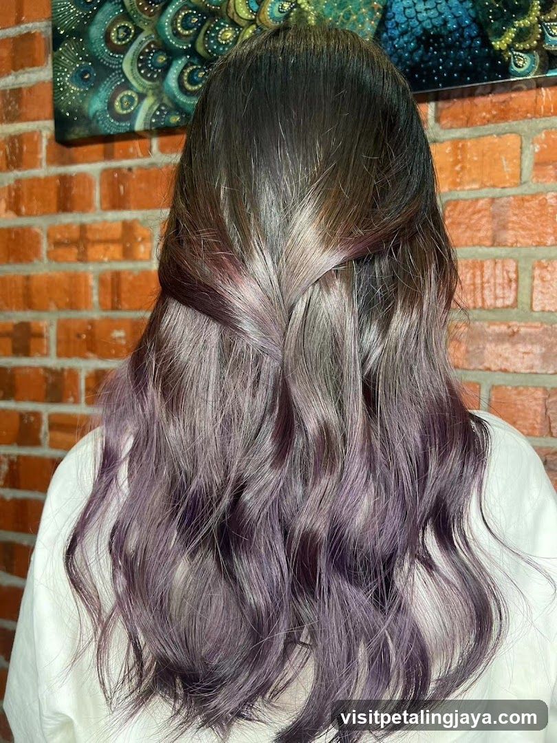 Woman with purple-tinted hair