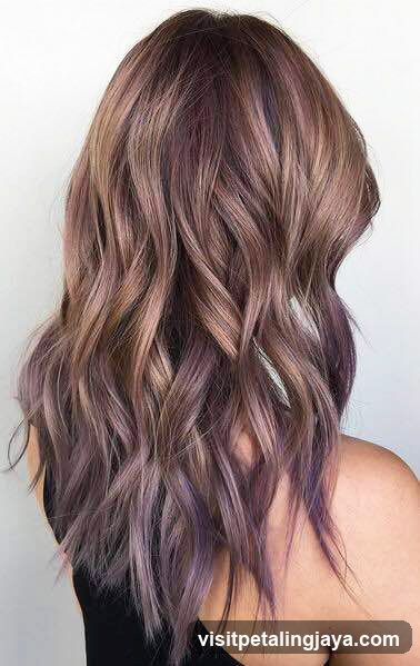 Wavy Hair with Purple Highlights