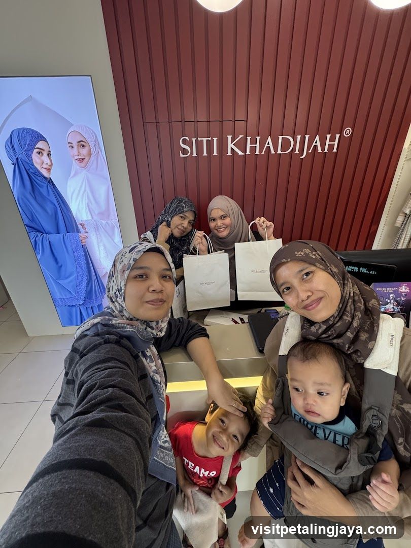 Women and children posing in a store