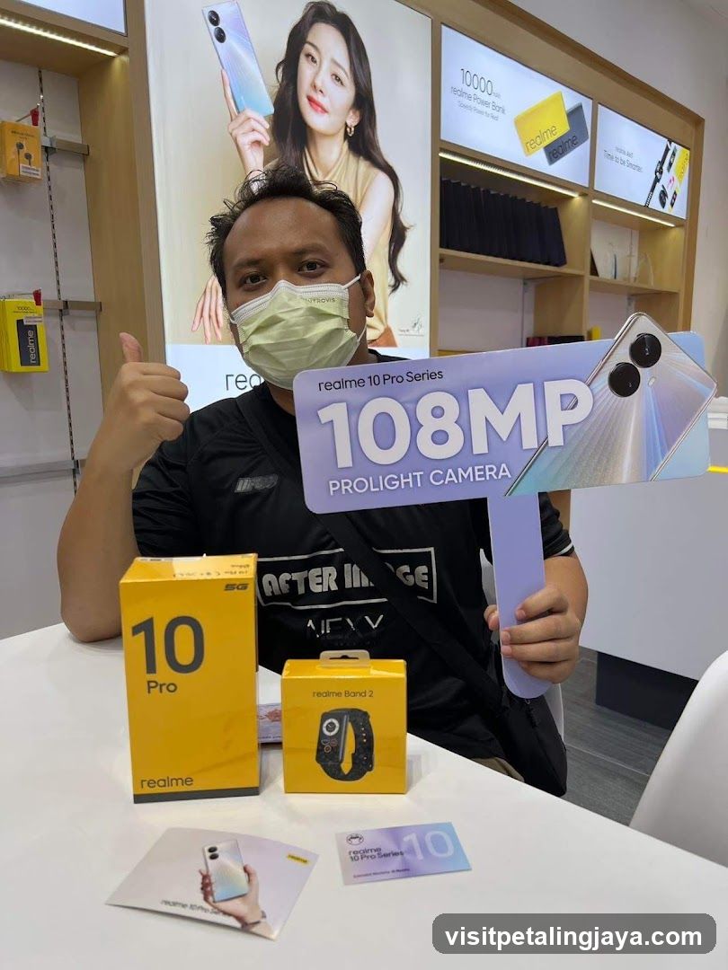 Man holding Realme 10 Pro Series promotional sign