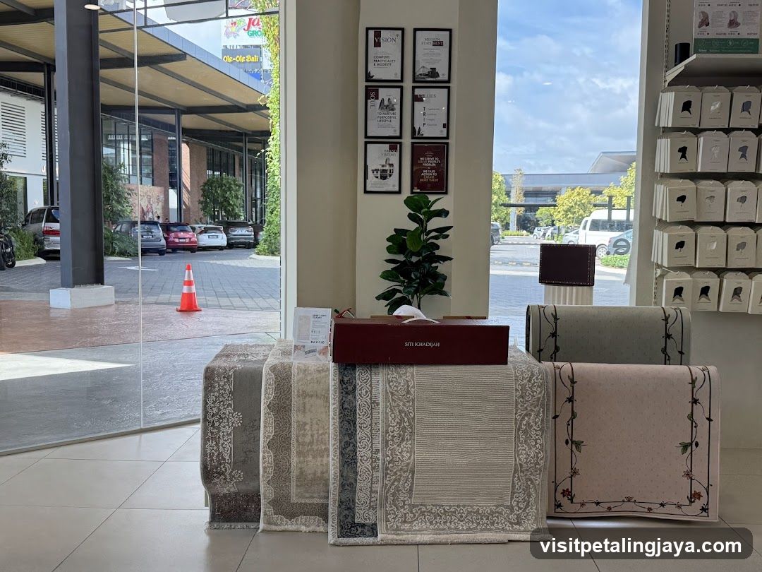 Store Interior with Rugs and Displayed Items