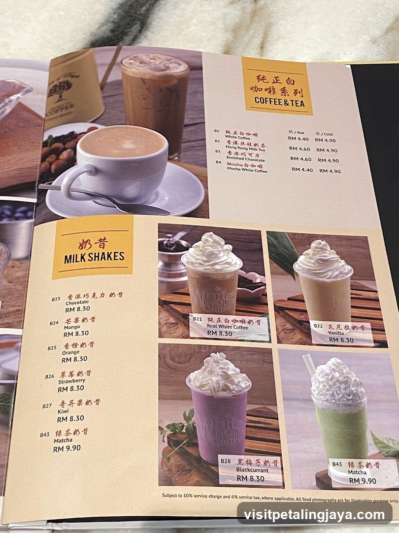 Coffee & Tea and Milk Shakes Menu