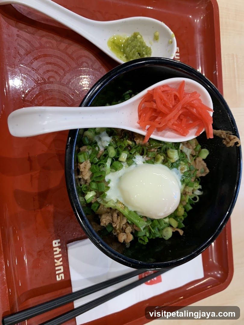 Beef Bowl with Egg and Pickled Ginger