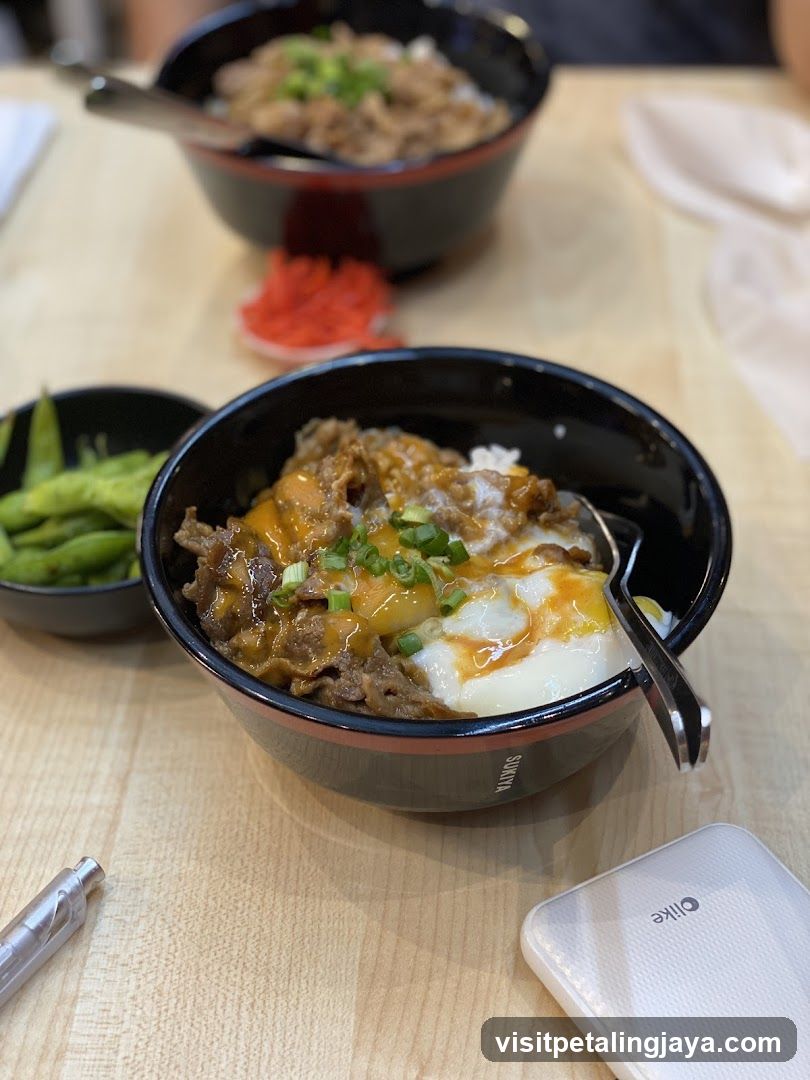 Beef Bowls and Edamame