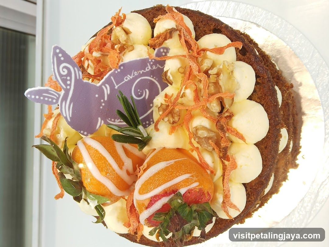 Carrot Cake with Lavender Decoration