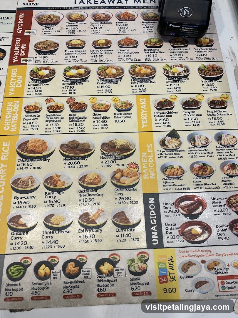 SUKIYA TAKEAWAY MENU