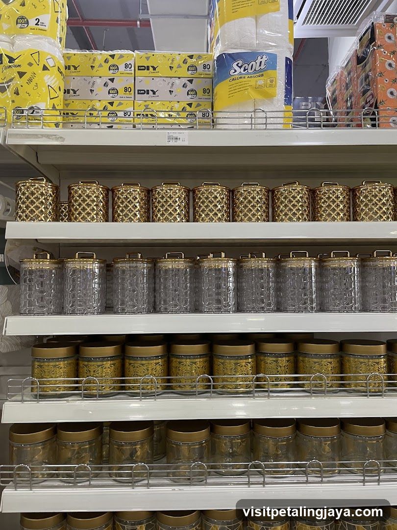 Storage Containers and Toilet Paper on Shelves