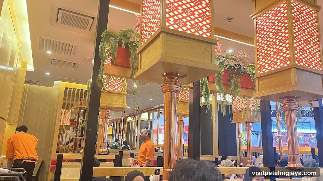 Restaurant Interior with Decorative Lamps