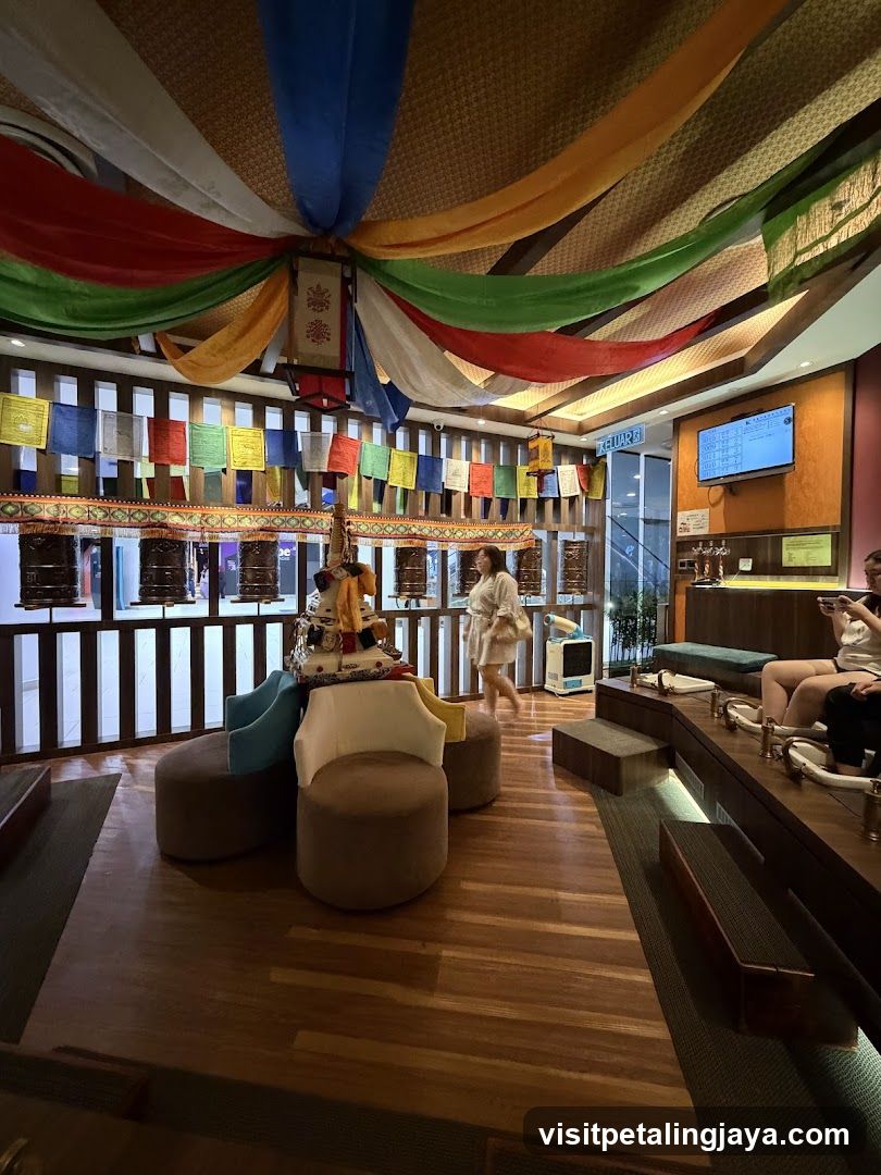 Tibetan-themed relaxation area