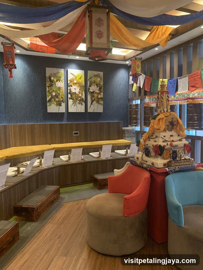Tibetan-themed relaxation area