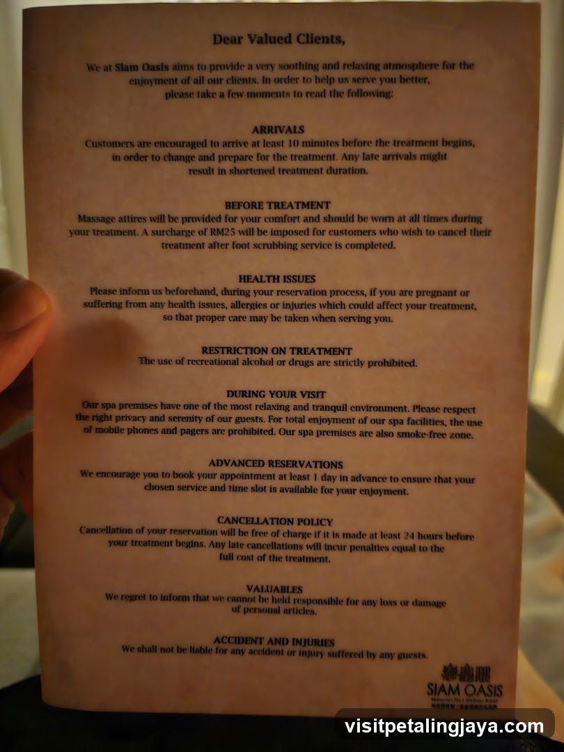 Siam Oasis Policies
