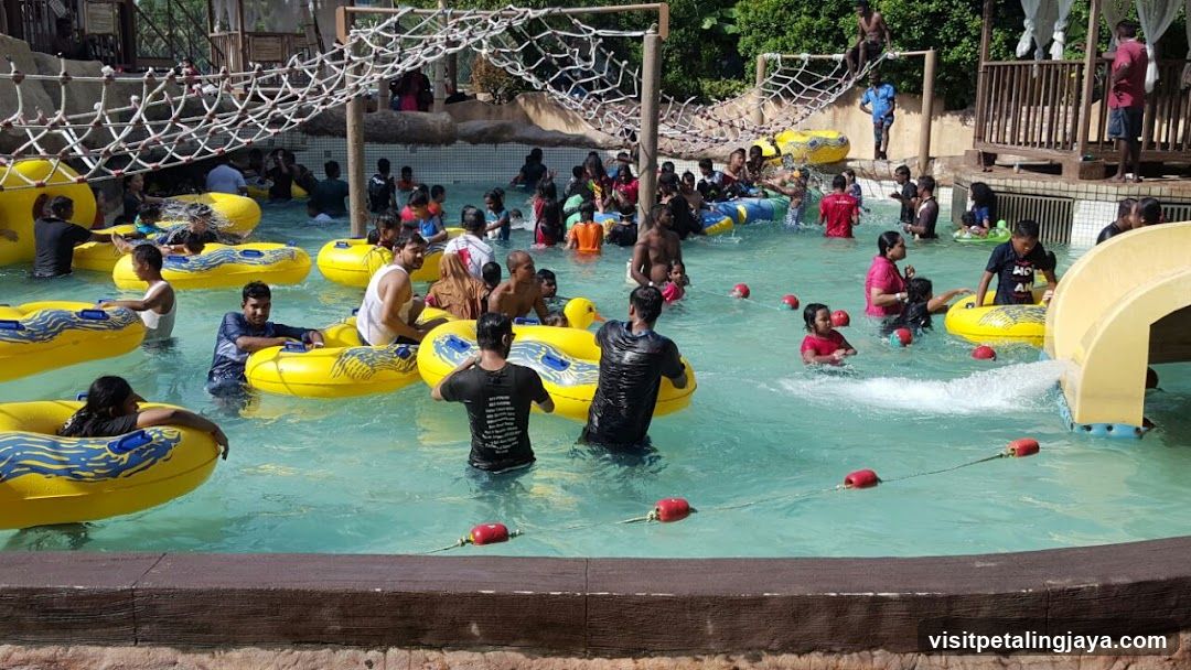 People enjoying a water park