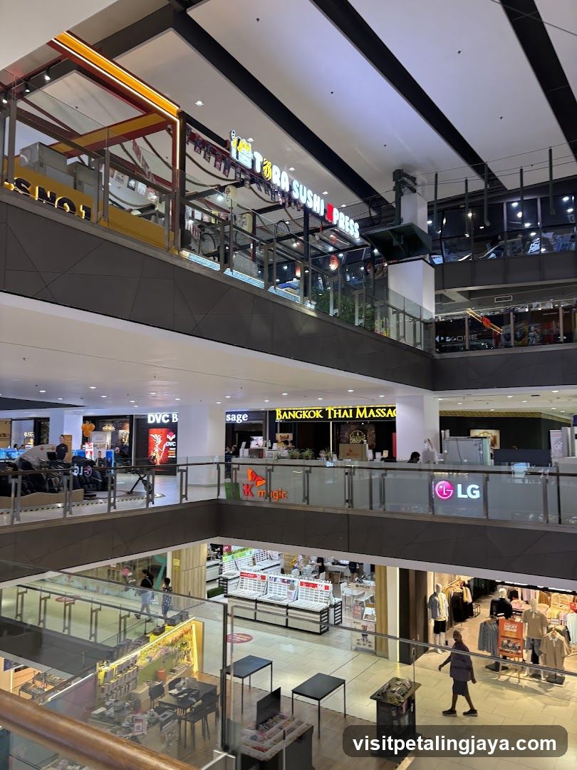 Mall Interior with Various Shops