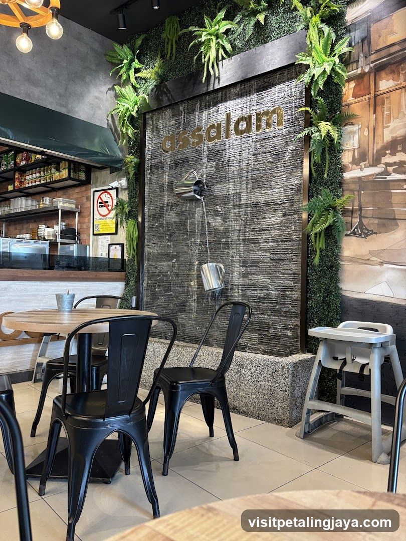Restaurant Interior with Waterfall Feature