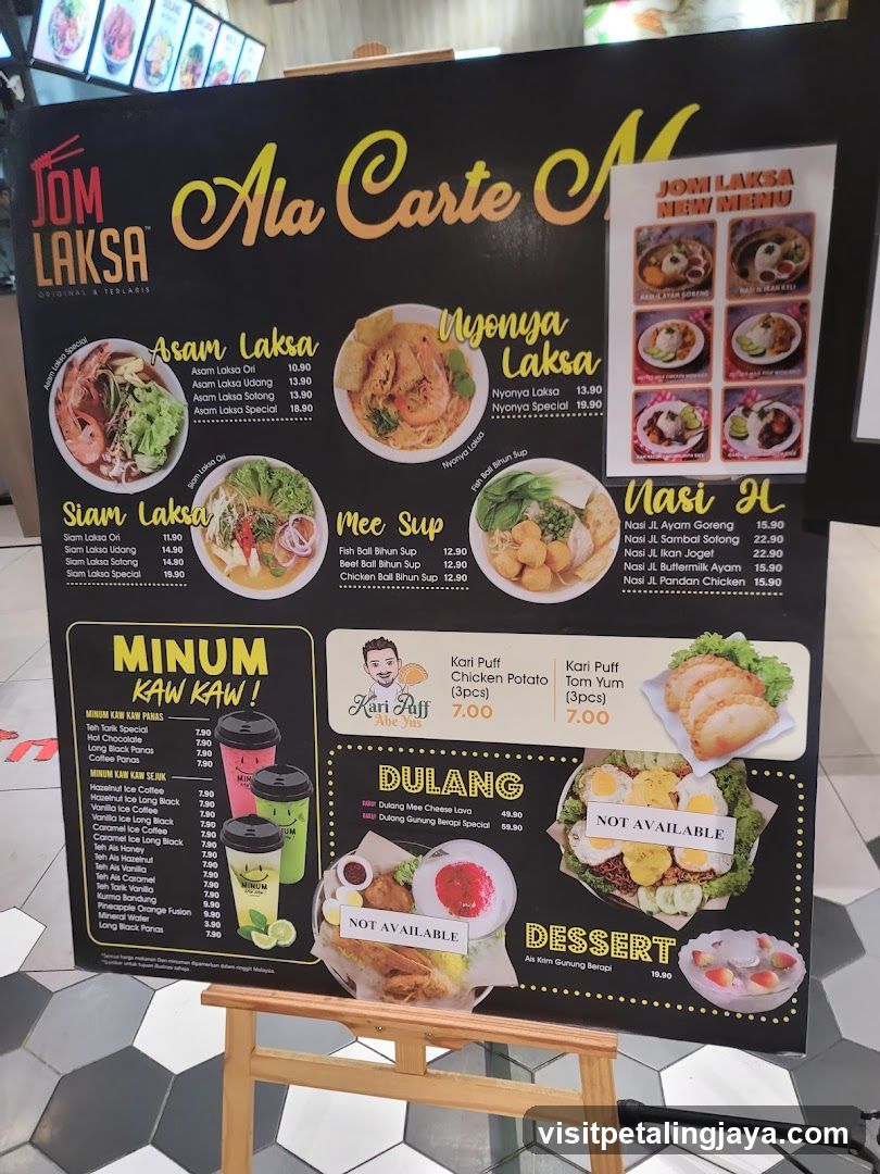 Jom Laksa Ala Carte Menu