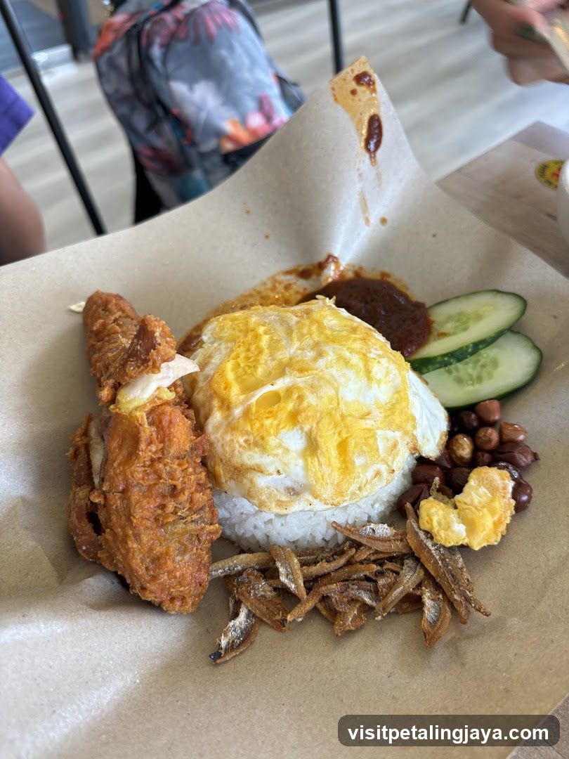 Nasi Lemak with Fried Chicken