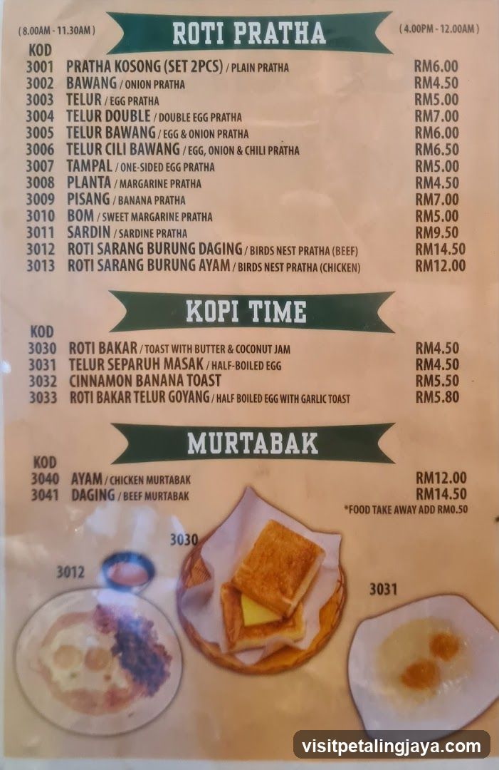 ROTI PRATHA, KOPI TIME, MURTABAK