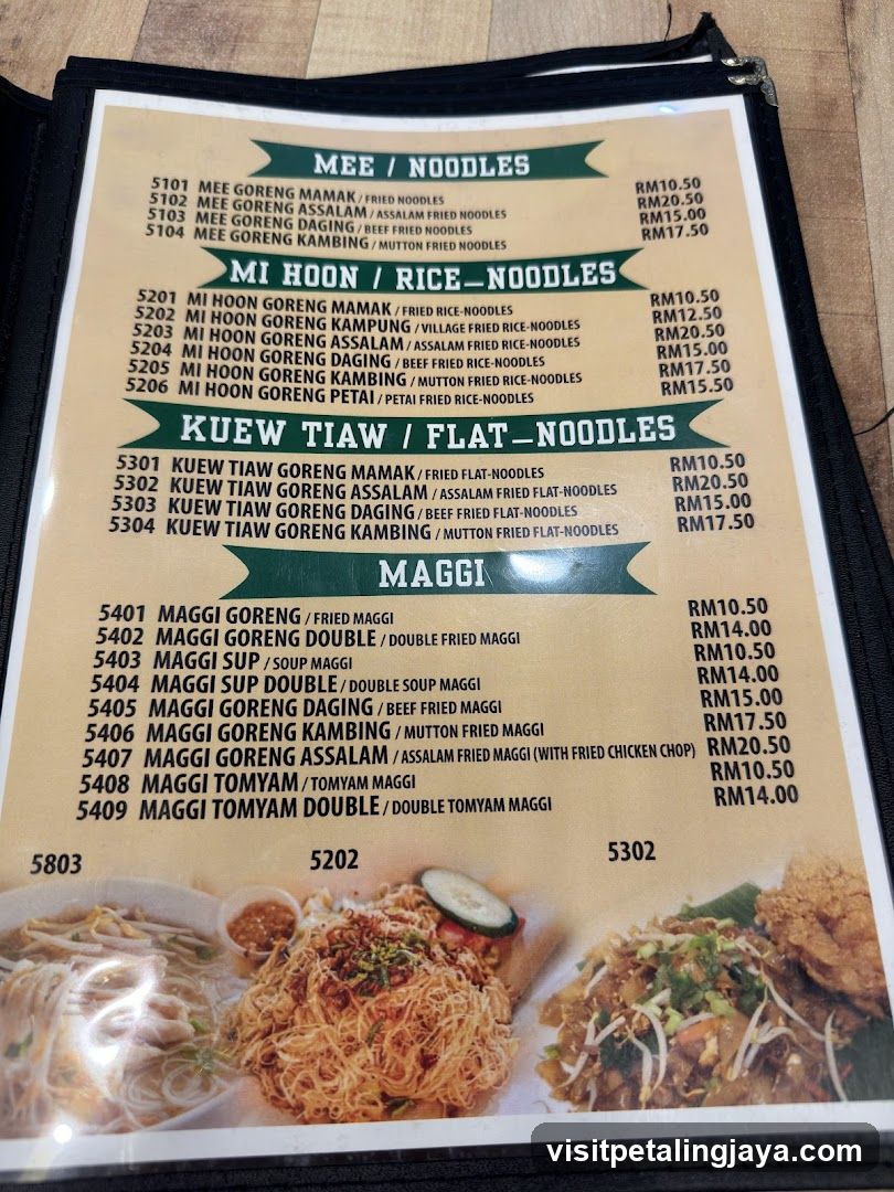 Noodles Menu