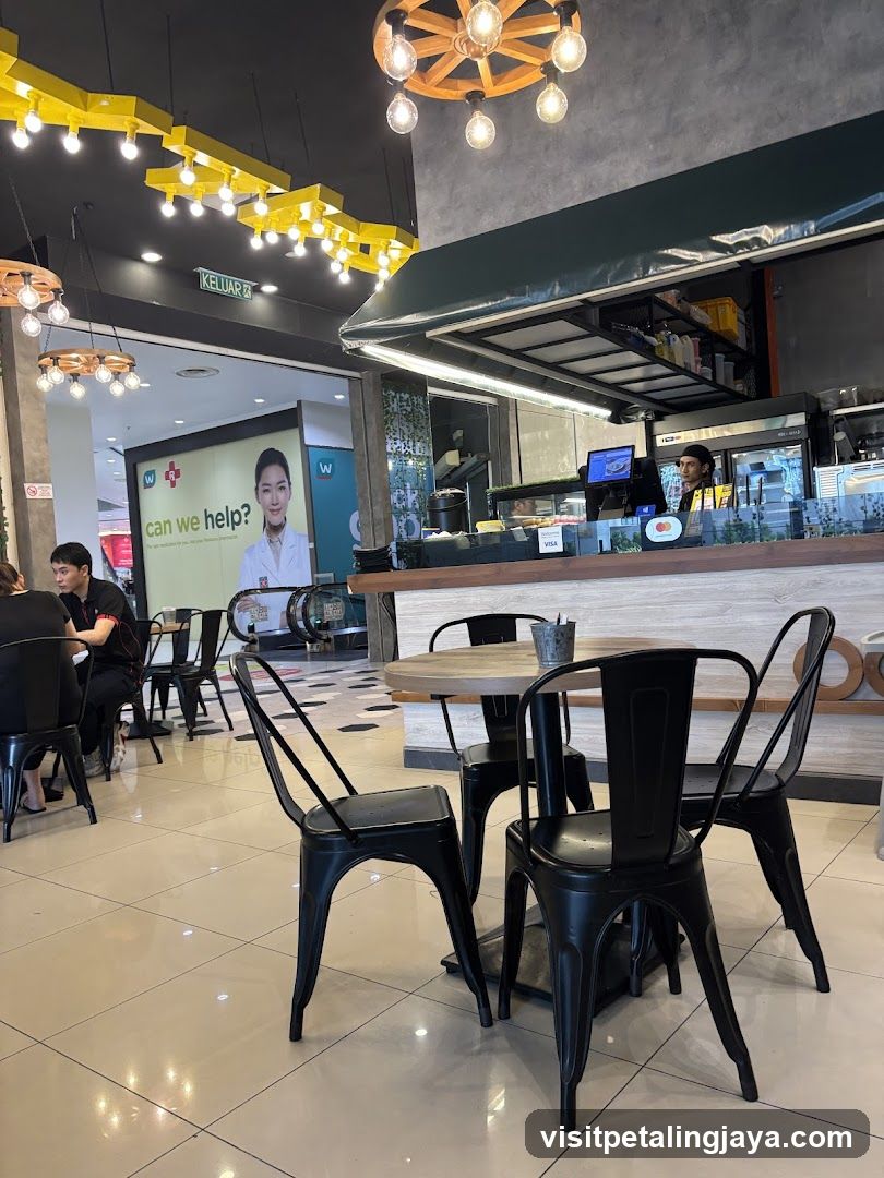 Cafe Interior with Seating and Counter