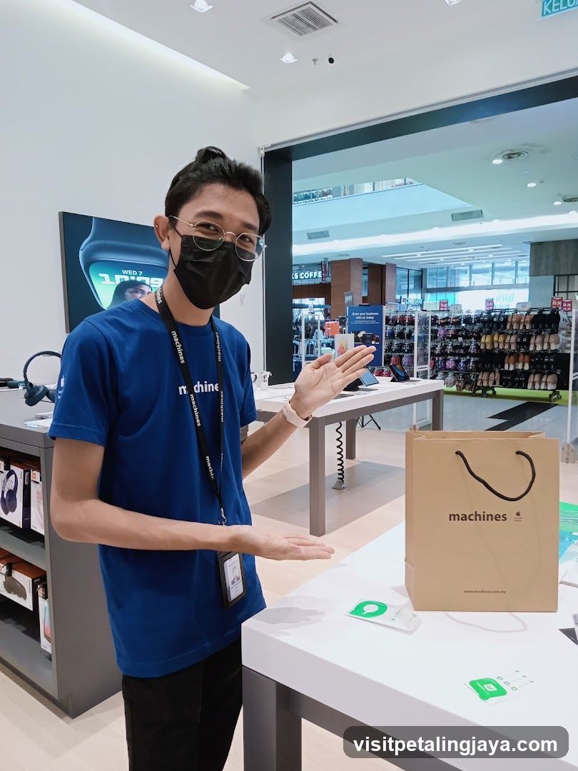 Salesperson with branded bag