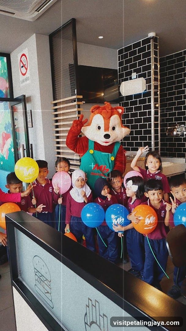 Mascot and Children with Balloons
