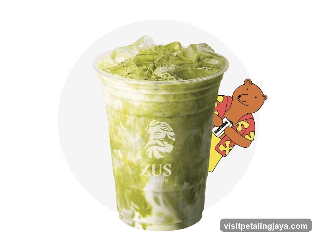 Matcha Drink with Bear Mascot