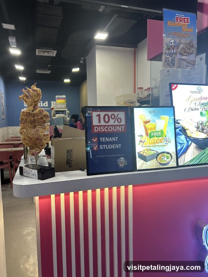 Food stall counter with promotions