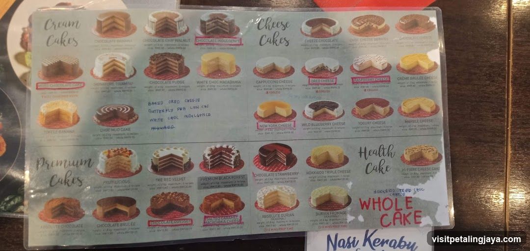 Cake Menu