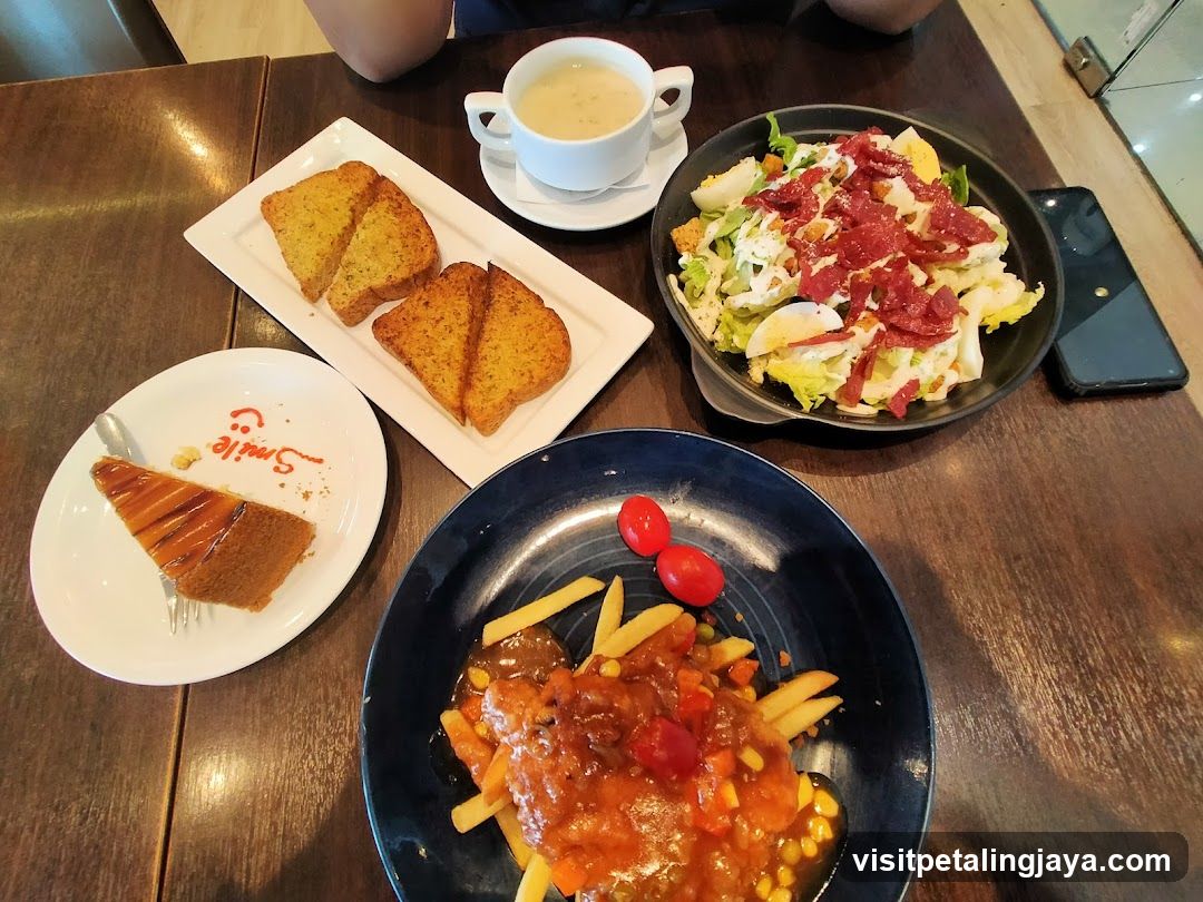 Table with food and drinks